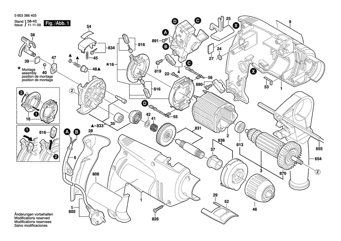 Vue éclatée Bosch PSB 700 RE 0 603 386 408 - page 1