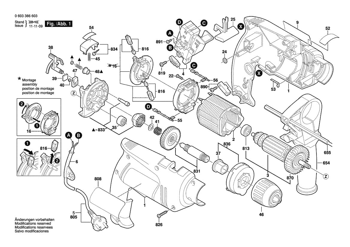 Vue éclatée Bosch PSB 650 RE (Press & Lock) 0 603 386 603 - page 1