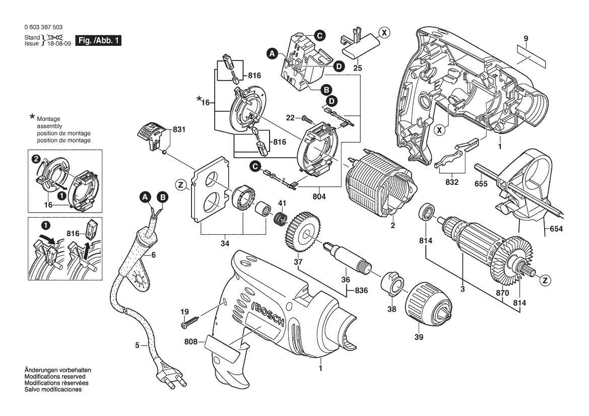 Vue éclatée Bosch PSB 550 RE (Press & Lock) 0 603 387 532 - page 1