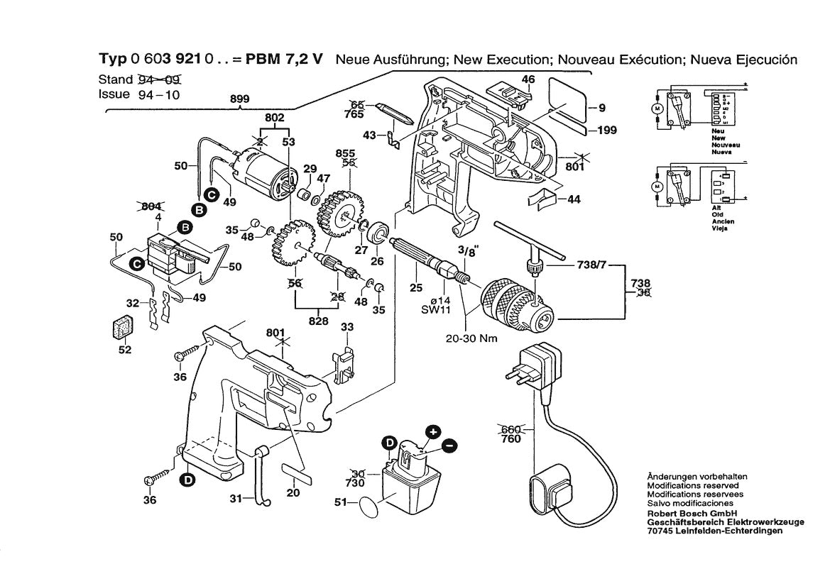Vue éclatée Bosch PBM 7,2 V 0 603 921 048 - page 1