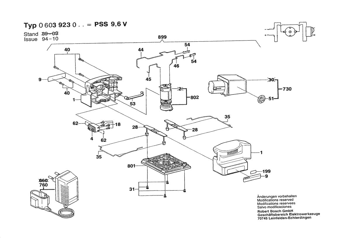 Vue éclatée Bosch PSS 9,6 V 0 603 923 003 - page 1