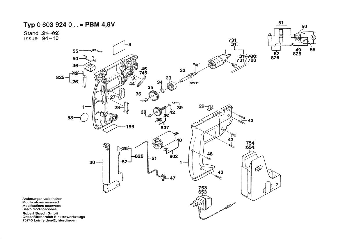 Vue éclatée Bosch PBM 4,8 V 0 603 924 048 - page 1