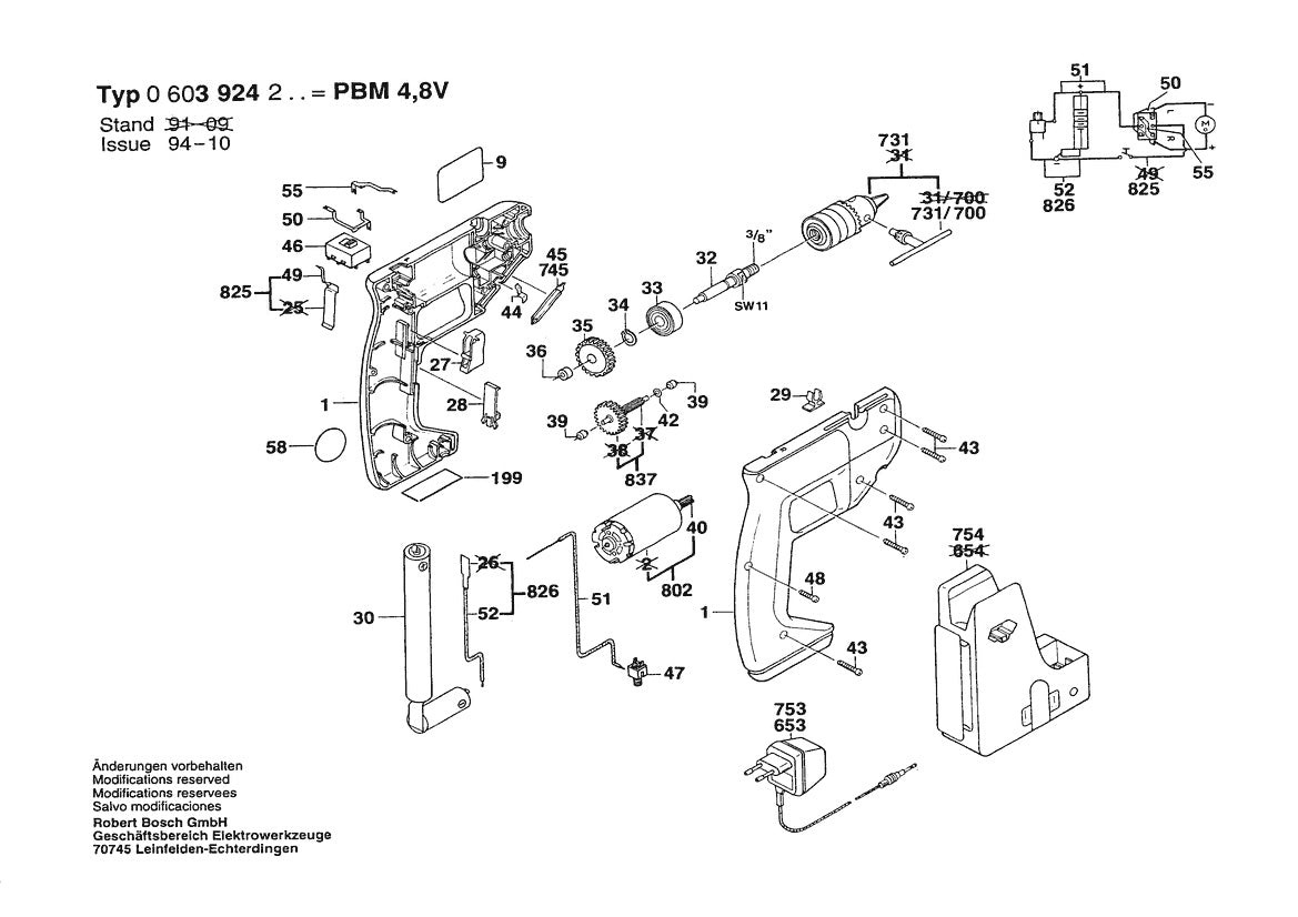 Vue éclatée Bosch PBM 4,8 V 0 603 924 203 - page 1