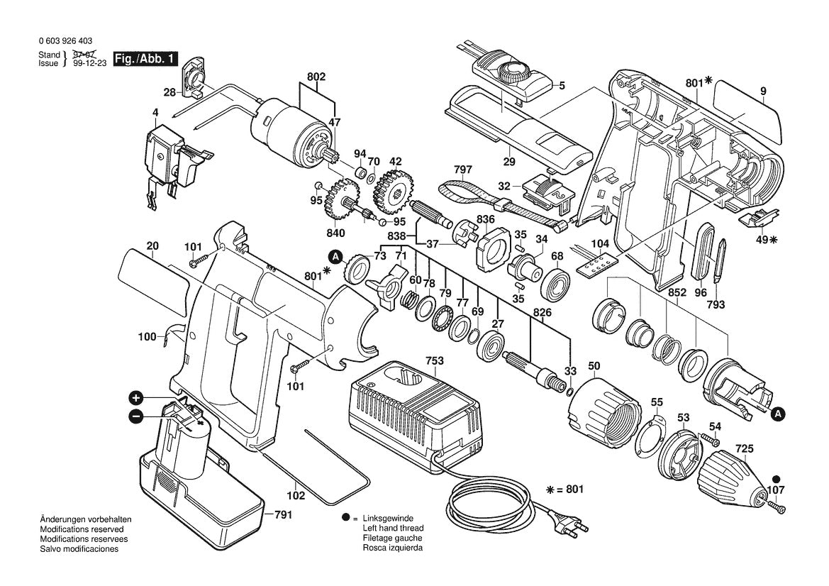 Vue éclatée Bosch PSB 9,6 VSP-2 0 603 926 403 - page 1
