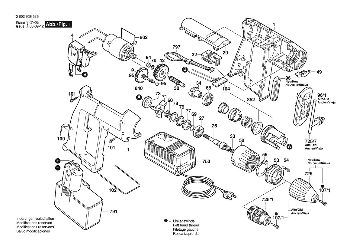 Vue éclatée Bosch GW B2500 0 603 926 535 - page 1