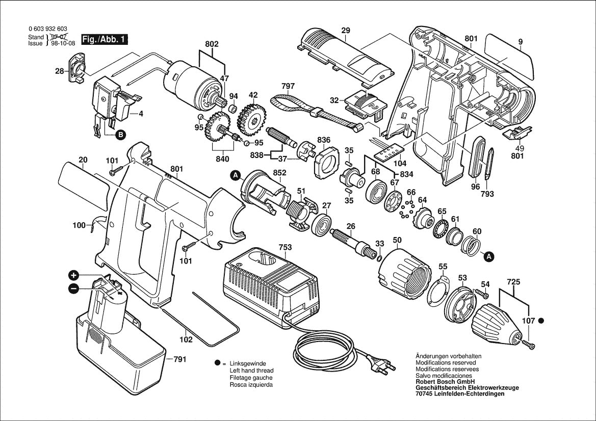 Vue éclatée Bosch PSR 7,2 VES-2 0 603 932 603 - page 1