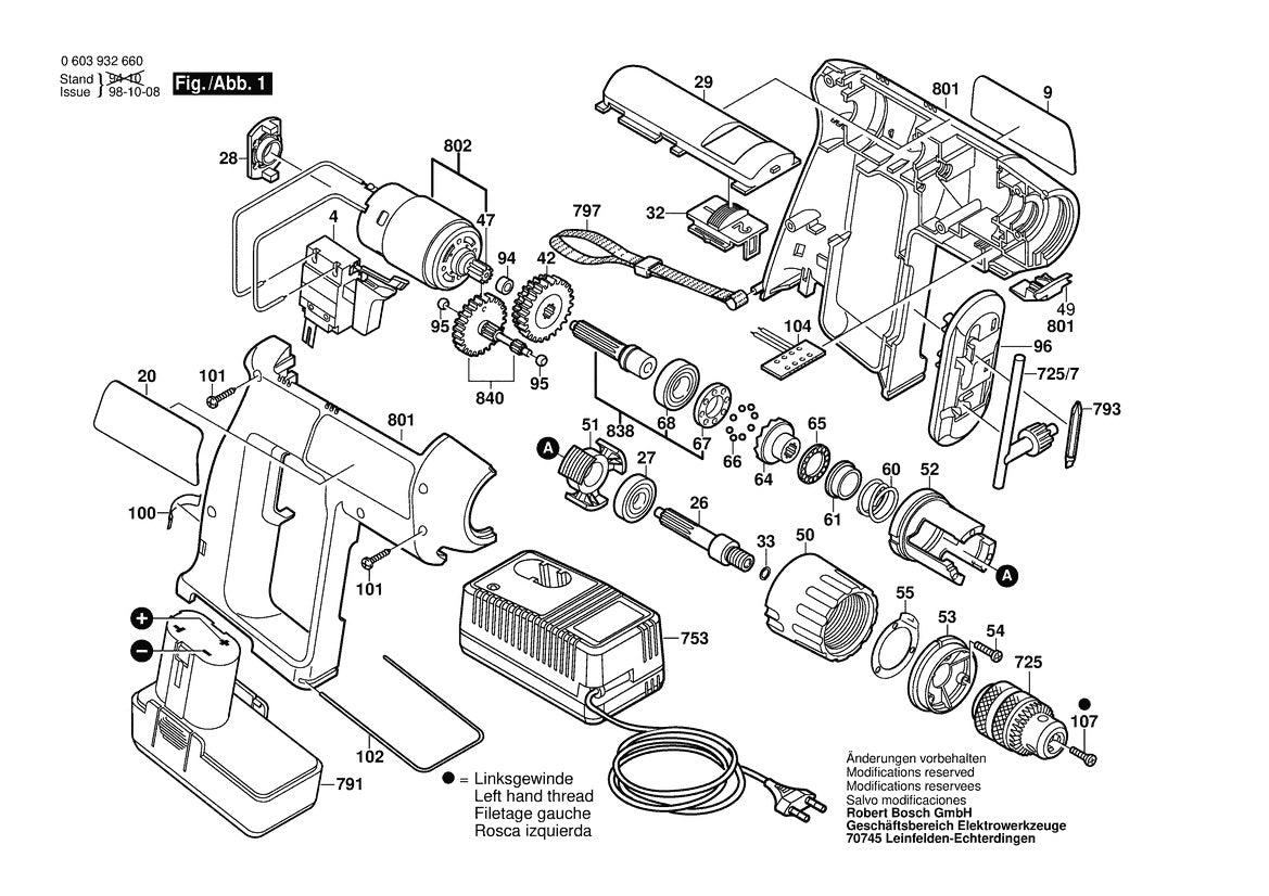 Vue éclatée Bosch PSR 7,2 VE-2 0 603 932 660 - page 1
