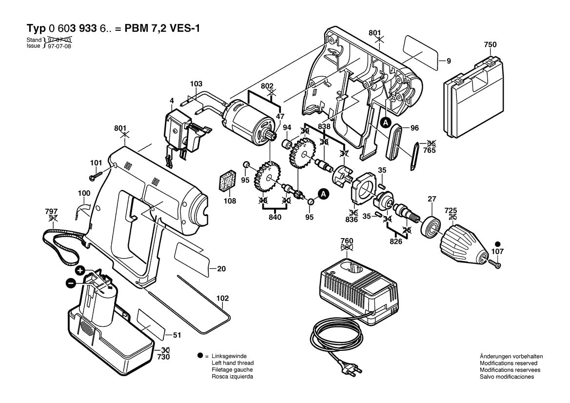 Vue éclatée Bosch PBM 7,2 VES-1 0 603 933 603 - page 1