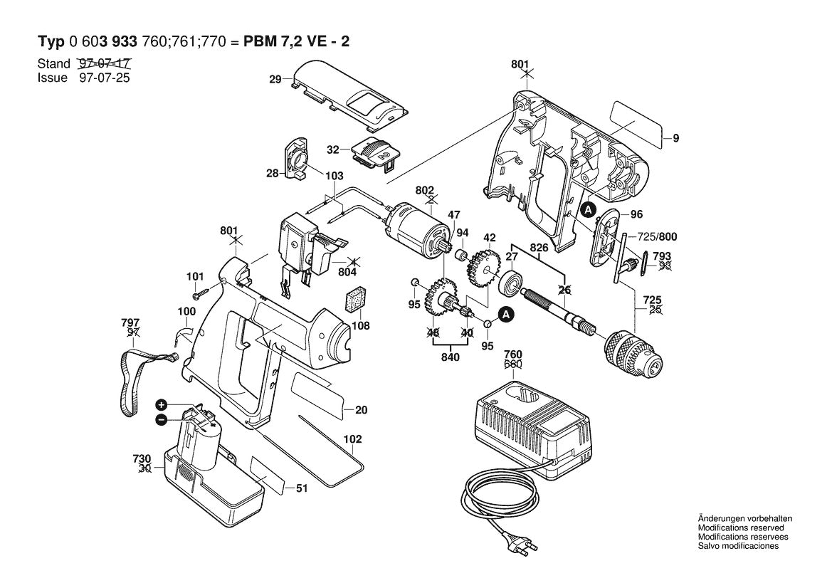 Vue éclatée Bosch PBM 7,2 VE-2 0 603 933 760 - page 1