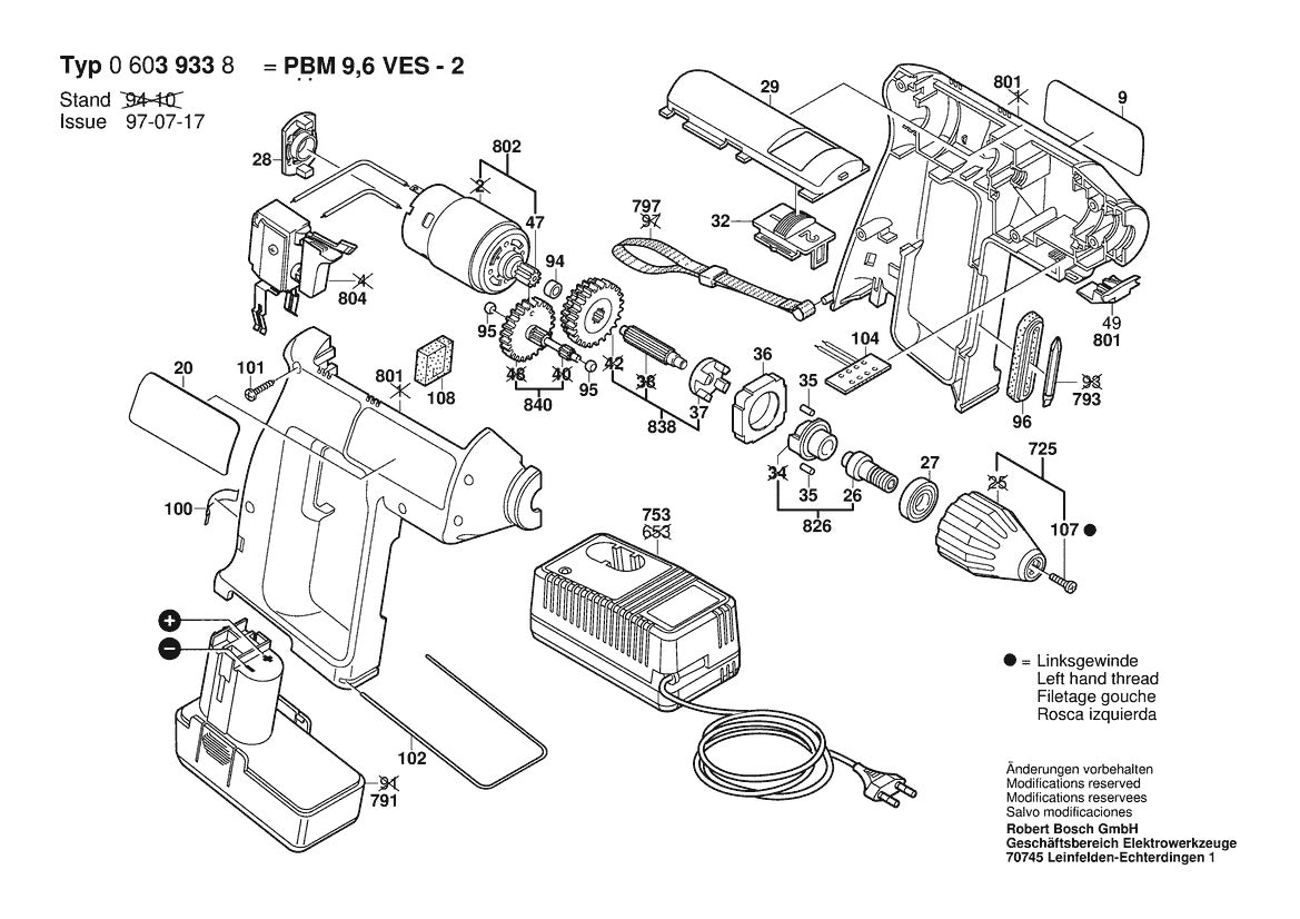 Vue éclatée Bosch PBM 9,6 VES-2 0 603 933 803 - page 1