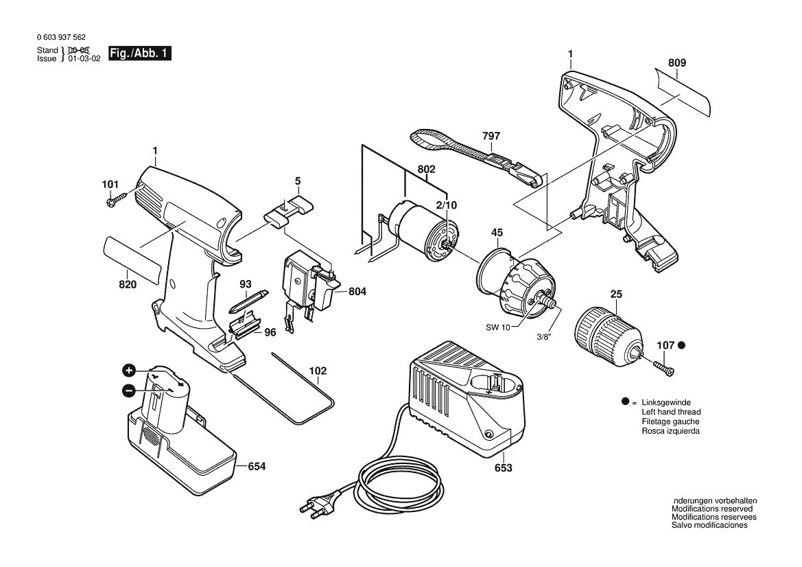 Vue éclatée Bosch PSR 72 0 603 937 764 - page 1