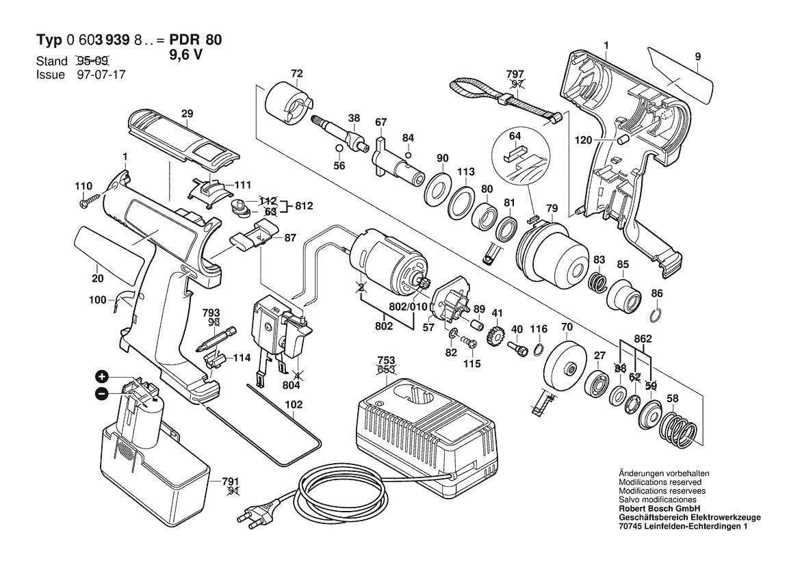 Vue éclatée Bosch PDR 80 0 603 939 803 - page 1