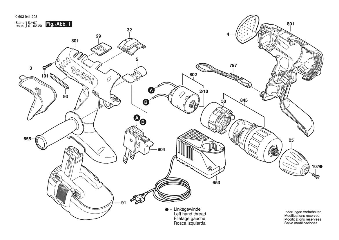 Vue éclatée Bosch PSB 24 VE-2 0 603 941 220 - page 1