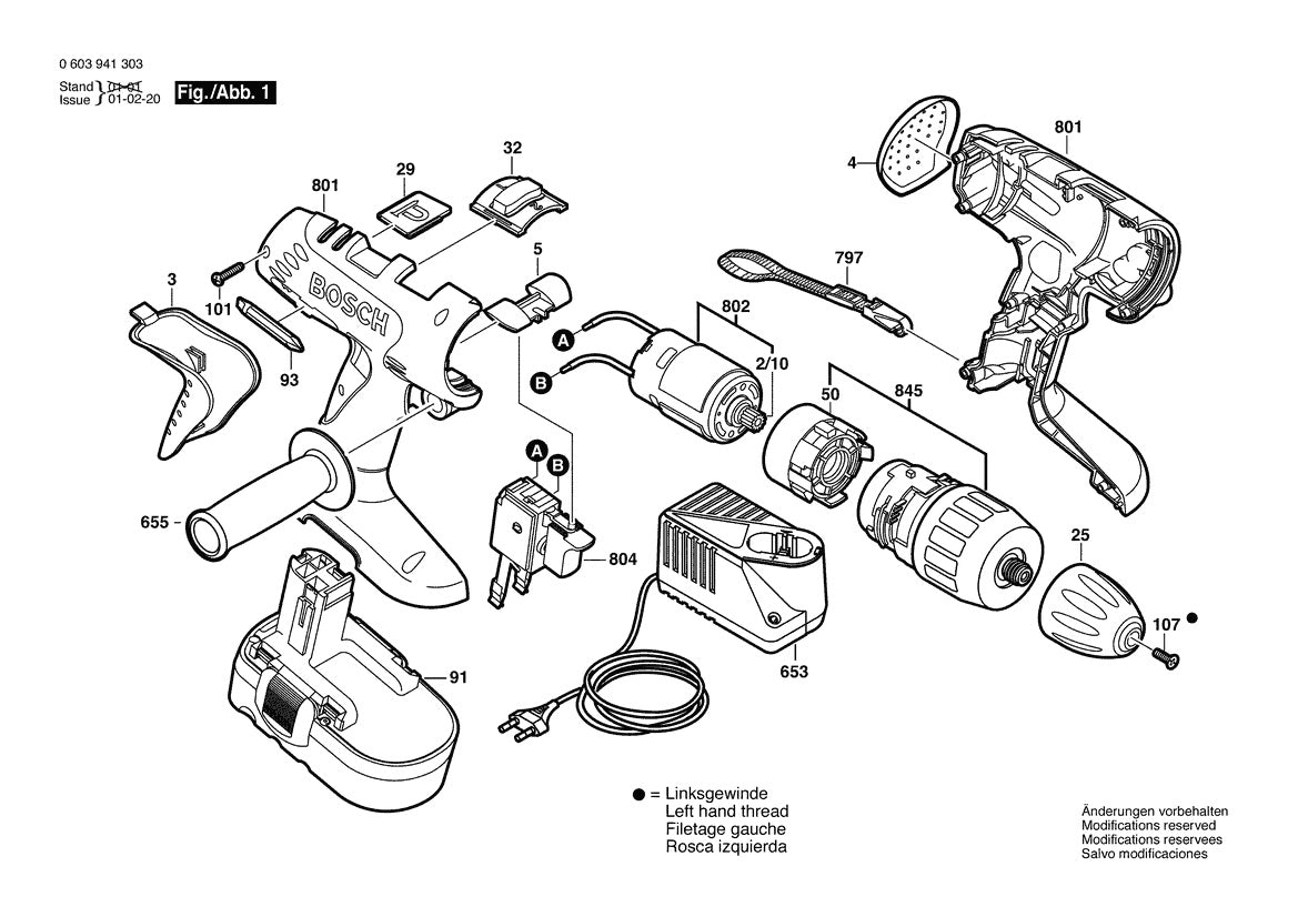 Vue éclatée Bosch PSB 18 VE-2 0 603 941 330 - page 1