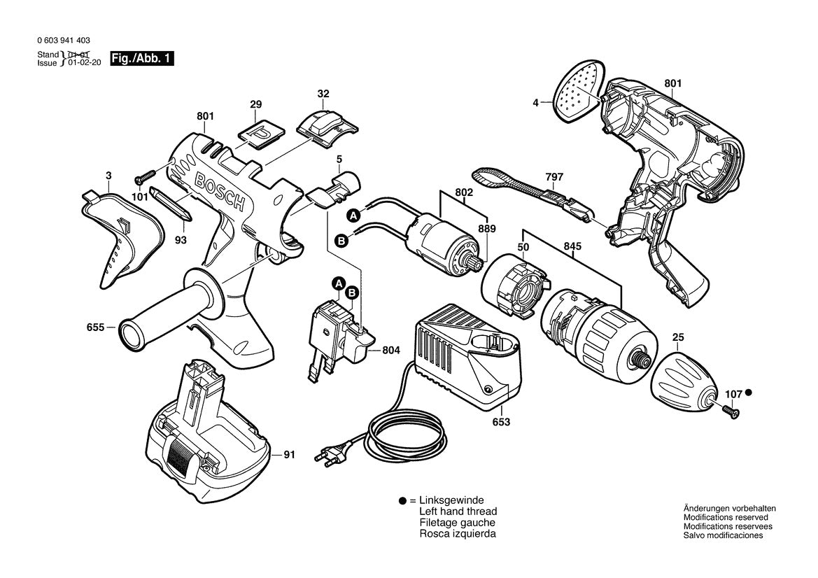 Vue éclatée Bosch PSB 14,4 VE-2 0 603 941 430 - page 1
