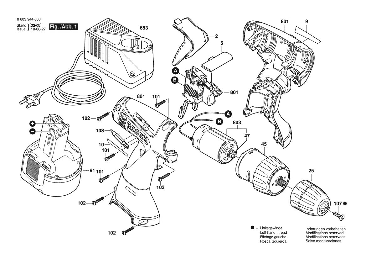Vue éclatée Bosch PSR 960 0 603 944 660 - page 1