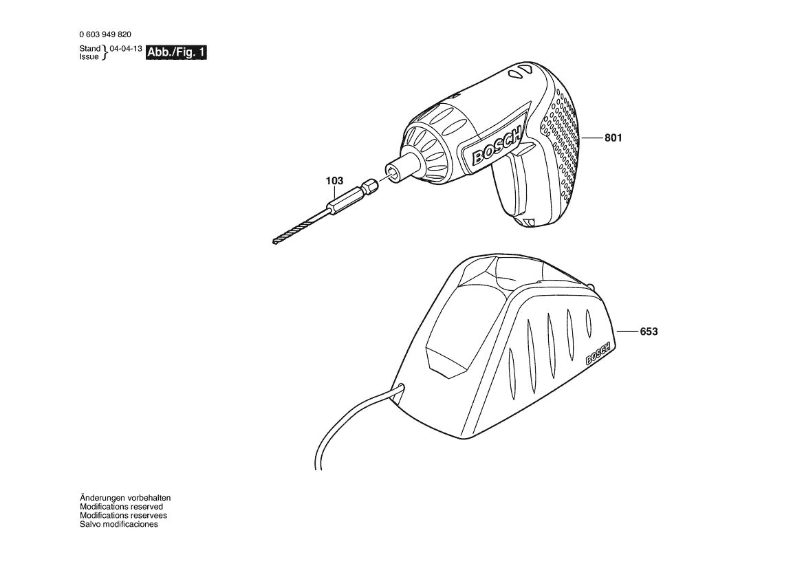 Vue éclatée Bosch IXO 3,6 V 0 603 949 820 - page 1