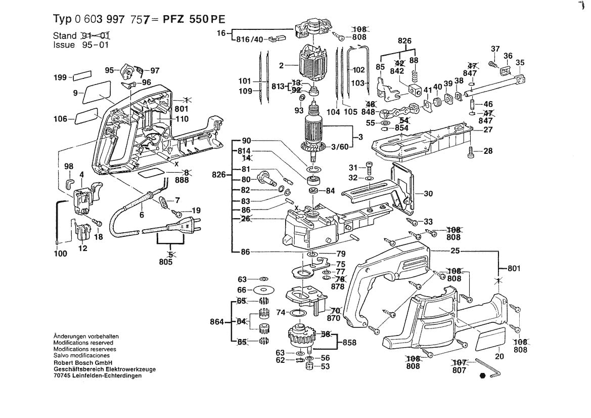 Vue éclatée Bosch PFZ 550 PE 0 603 997 757 - page 1