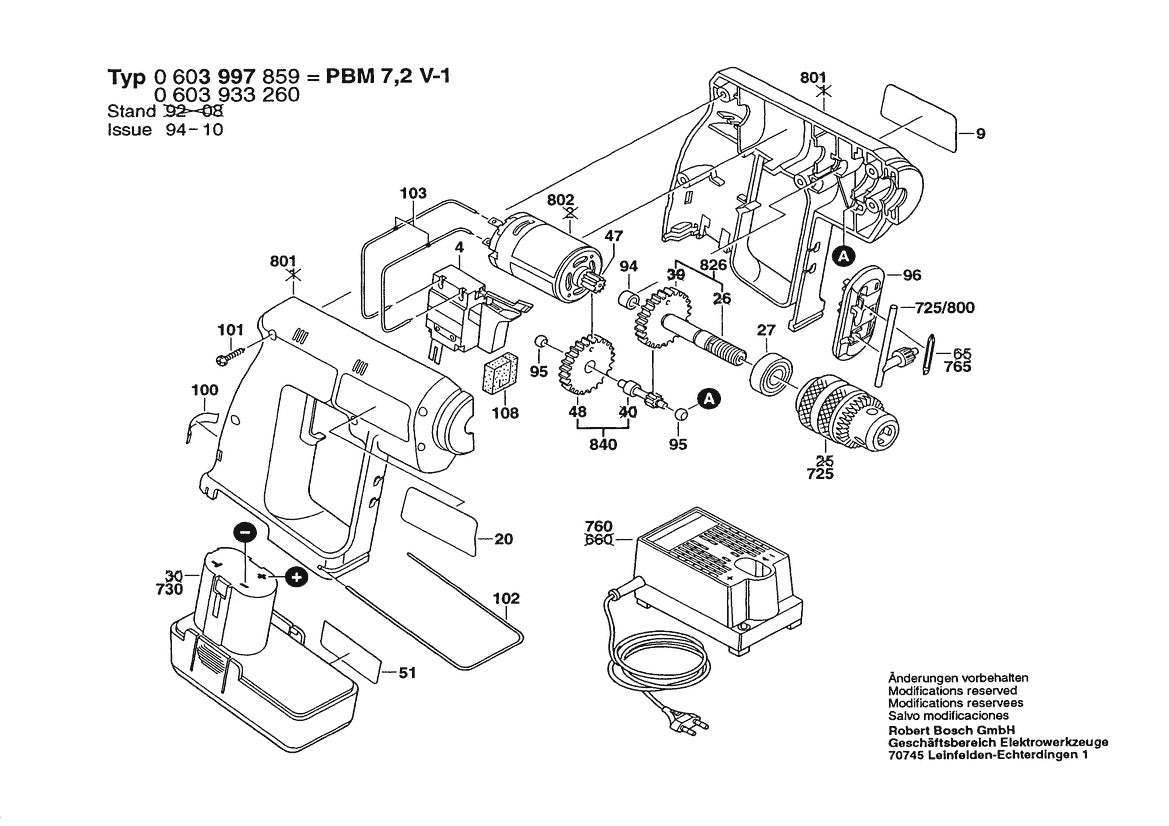 Vue éclatée Bosch PBM 7,2 V-1 3H 0 603 997 859 - page 1