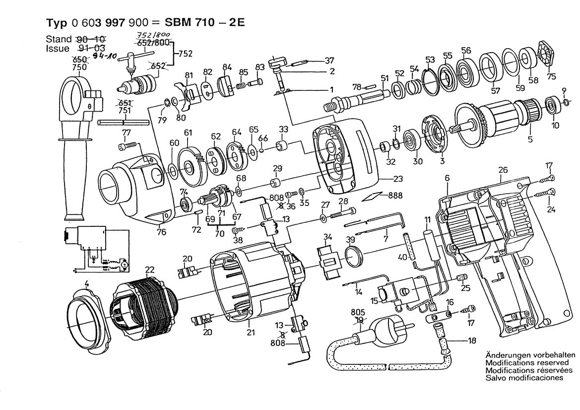 Vue éclatée Bosch SBM 710-2 E 0 603 997 900 - page 1