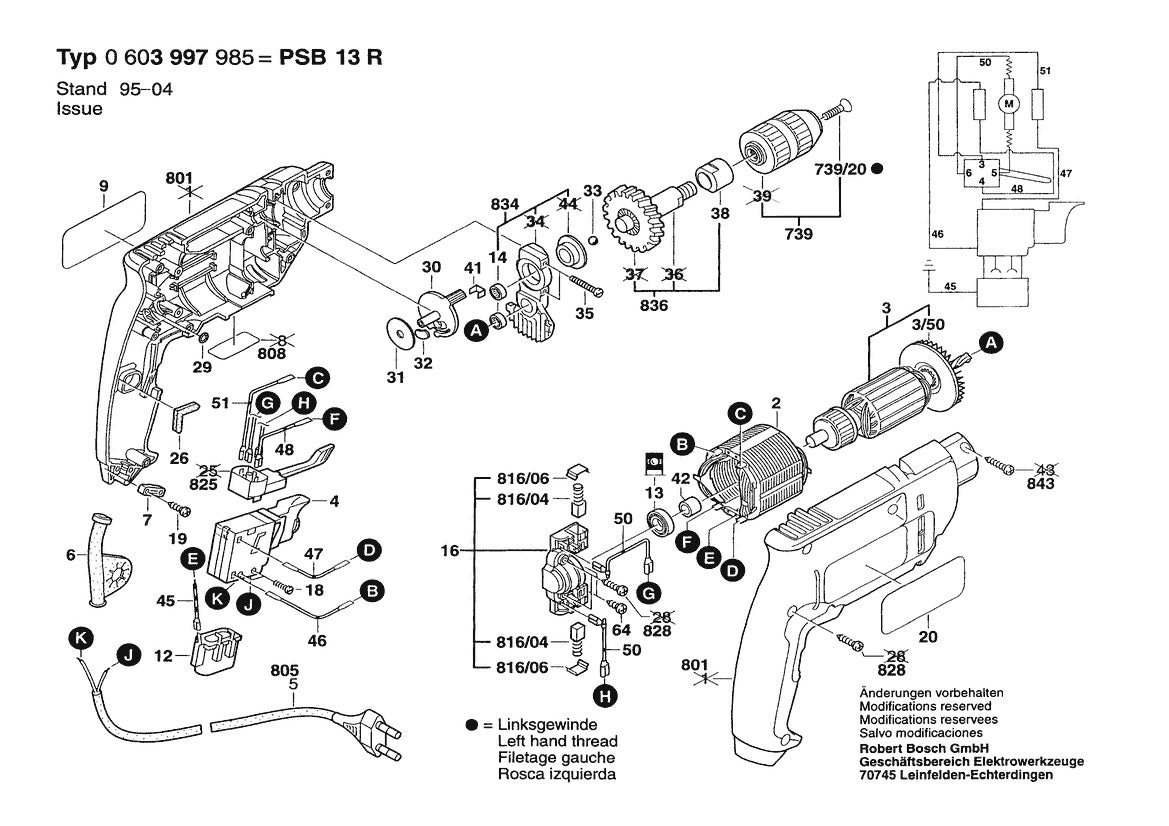 Vue éclatée Bosch PSB 13 R 0 603 997 985 - page 1