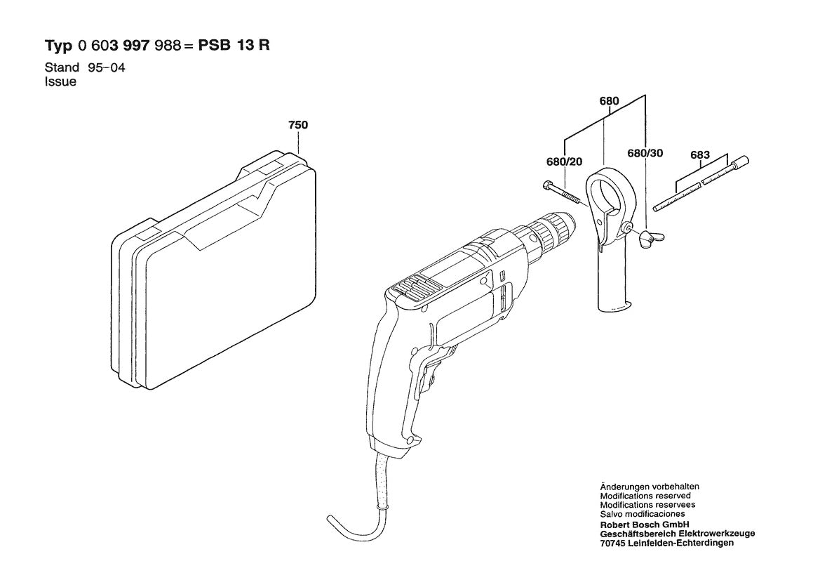 Vue éclatée Bosch PSB 13 R 0 603 997 988 - page 2