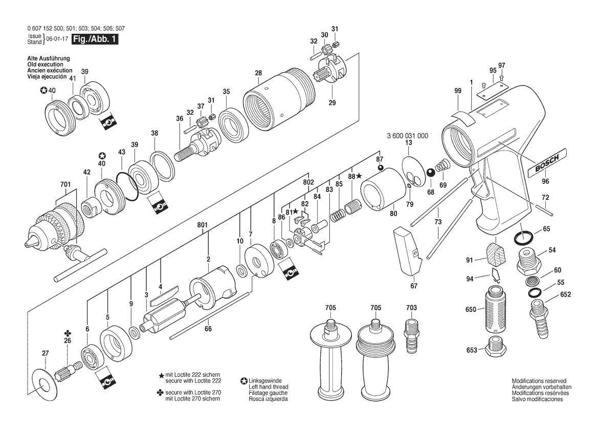 Vue éclatée Bosch 550 WATT-SERIE 0 607 152 501 - page 1