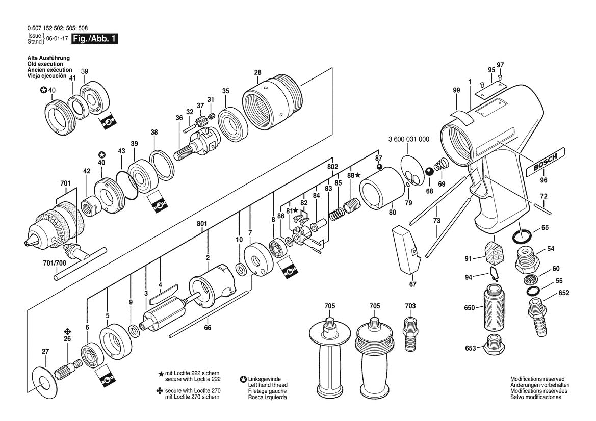 Vue éclatée Bosch 550 WATT-SERIE 0 607 152 502 - page 1