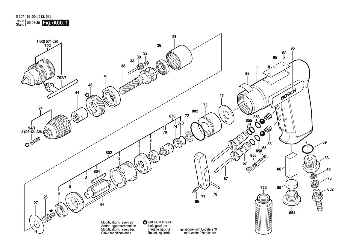 Vue éclatée Bosch 180 WATT-SERIE 0 607 153 516 - page 1