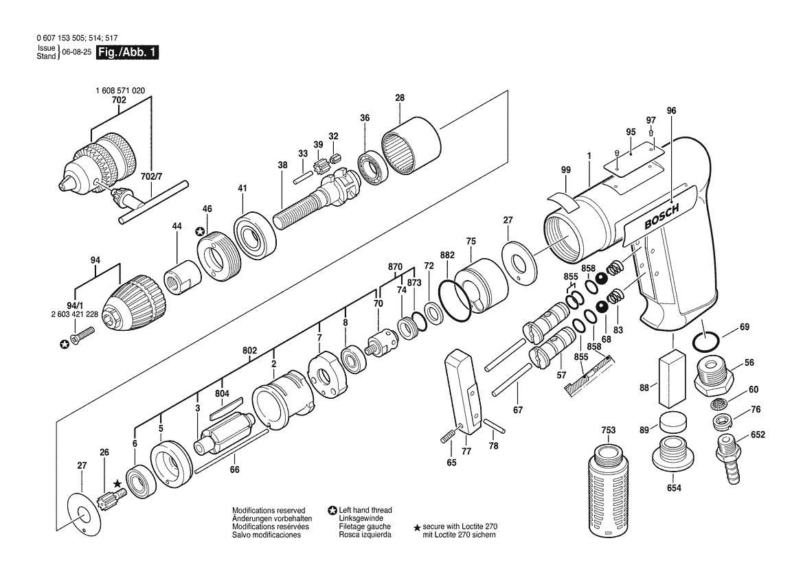 Vue éclatée Bosch 180 WATT-SERIE 0 607 153 517 - page 1