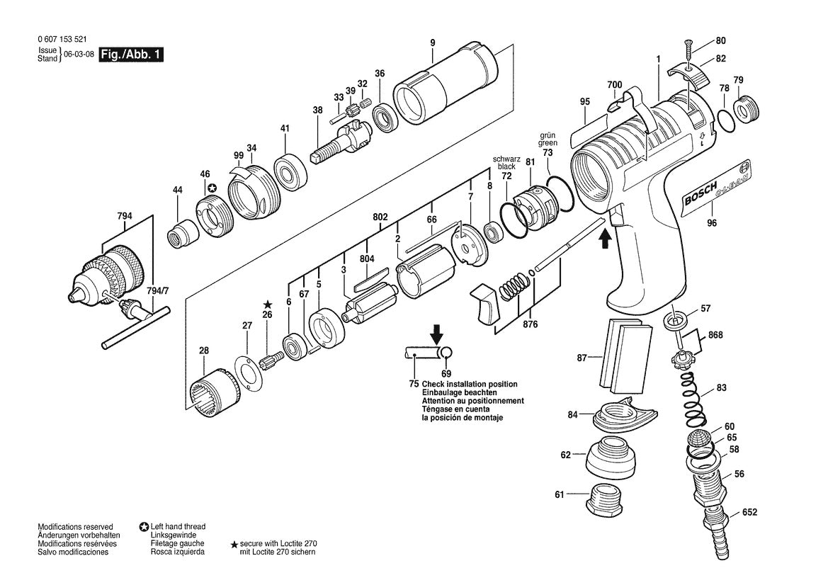 Vue éclatée Bosch 180 WATT-SERIE 0 607 153 521 - page 1