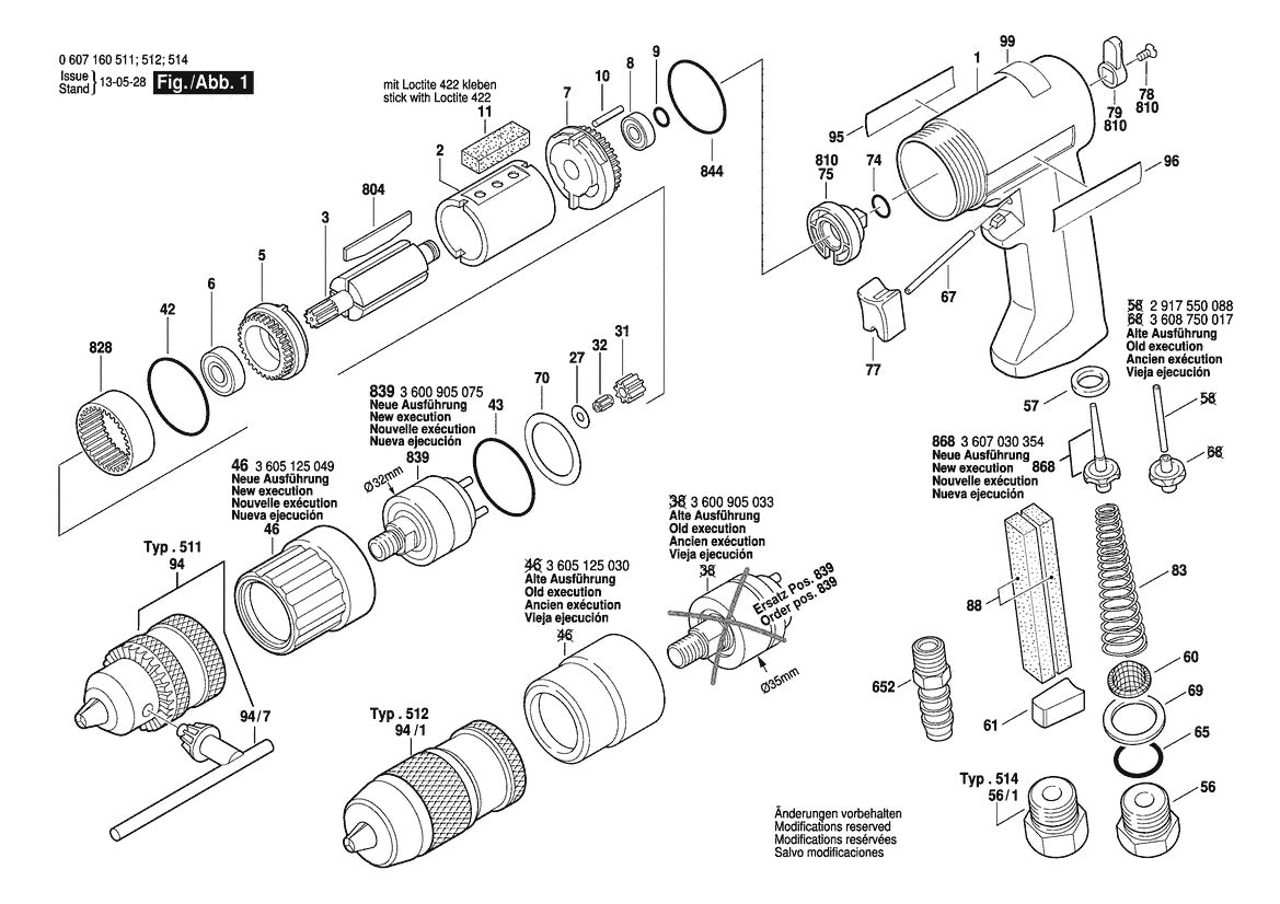 Vue éclatée Bosch 320W drill 0 607 160 514 - page 1