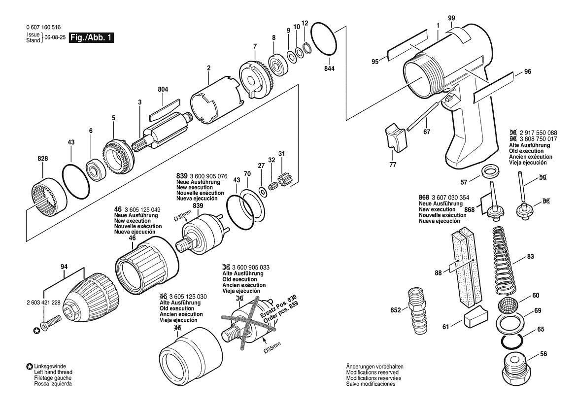 Vue éclatée Bosch 320W drill 0 607 160 516 - page 1