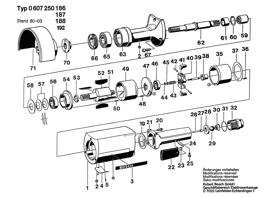Vue éclatée Bosch 50 WATT-SERIE 0 607 250 186 - page 1