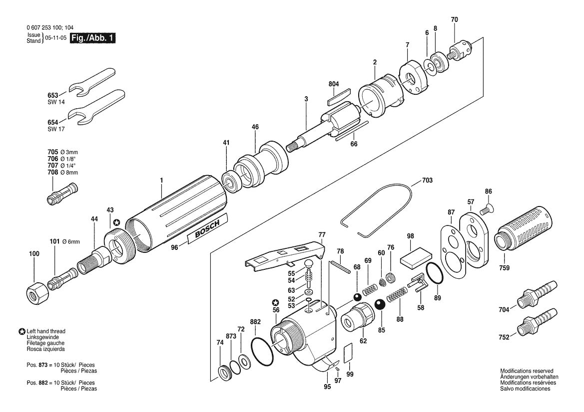 Vue éclatée Bosch 220W GS 33000rpm 0 607 253 104 - page 1