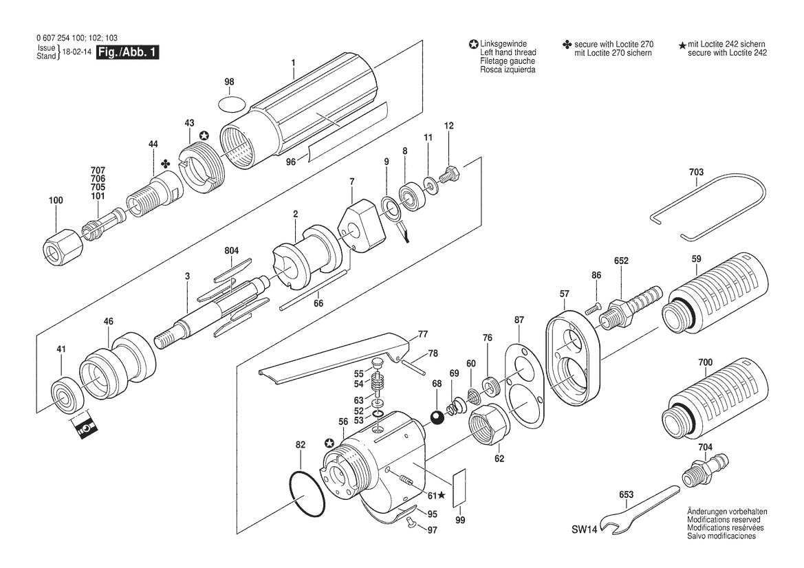 Vue éclatée Bosch 120W GS 50000rpm 0 607 254 106 - page 1