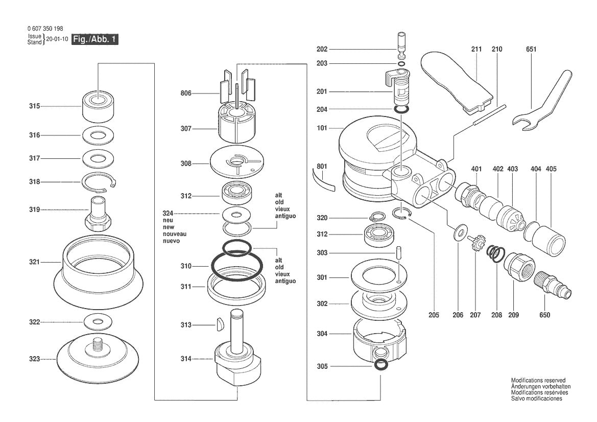 Vue éclatée Bosch DEX 80 0 607 350 198 - page 1