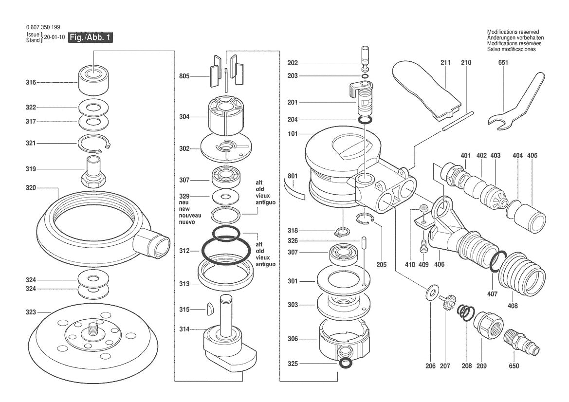 Vue éclatée Bosch DEX 150-5 0 607 350 199 - page 1