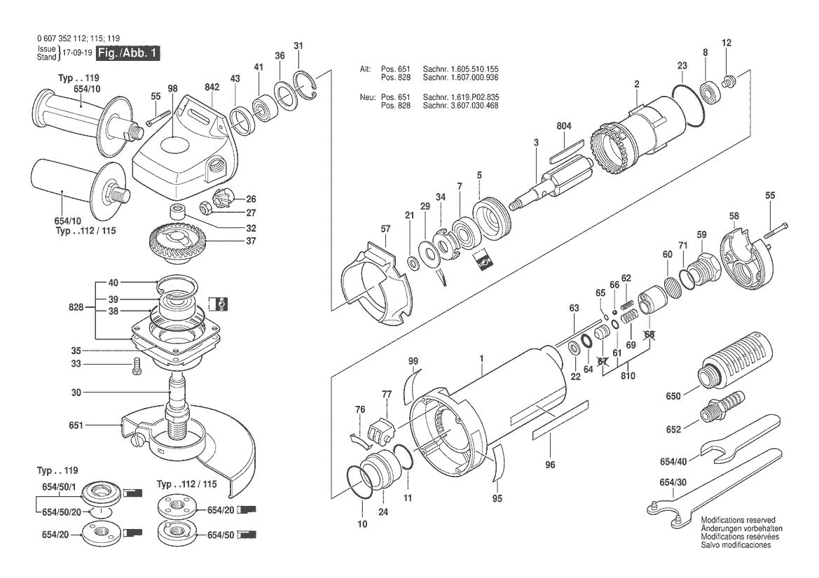 Vue éclatée Bosch 550W WS 7000rpm 0 607 352 112 - page 1