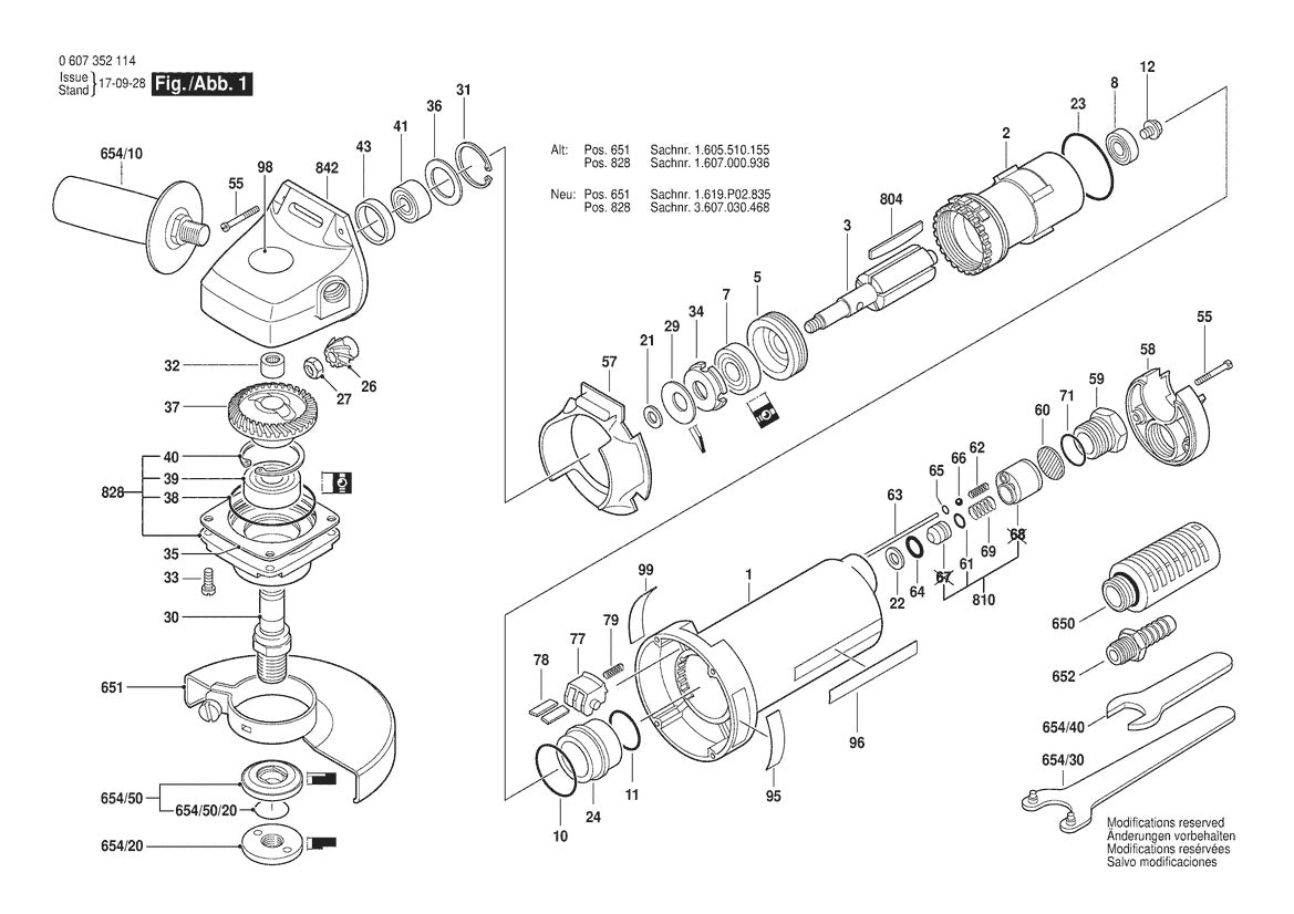 Vue éclatée Bosch 550W WS 7000rpm 0 607 352 114 - page 1