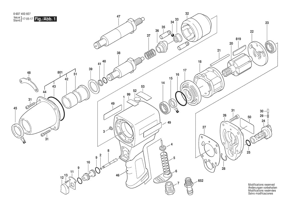 Vue éclatée Bosch DDS 3/4" Y-8355 0 607 450 607 - page 1