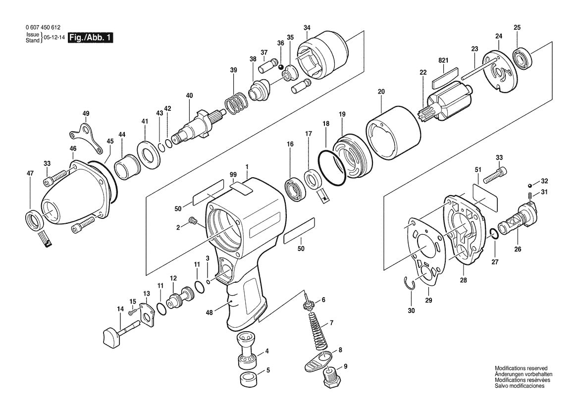 Vue éclatée Bosch DDS 1/2" Y-355 H 0 607 450 612 - page 1