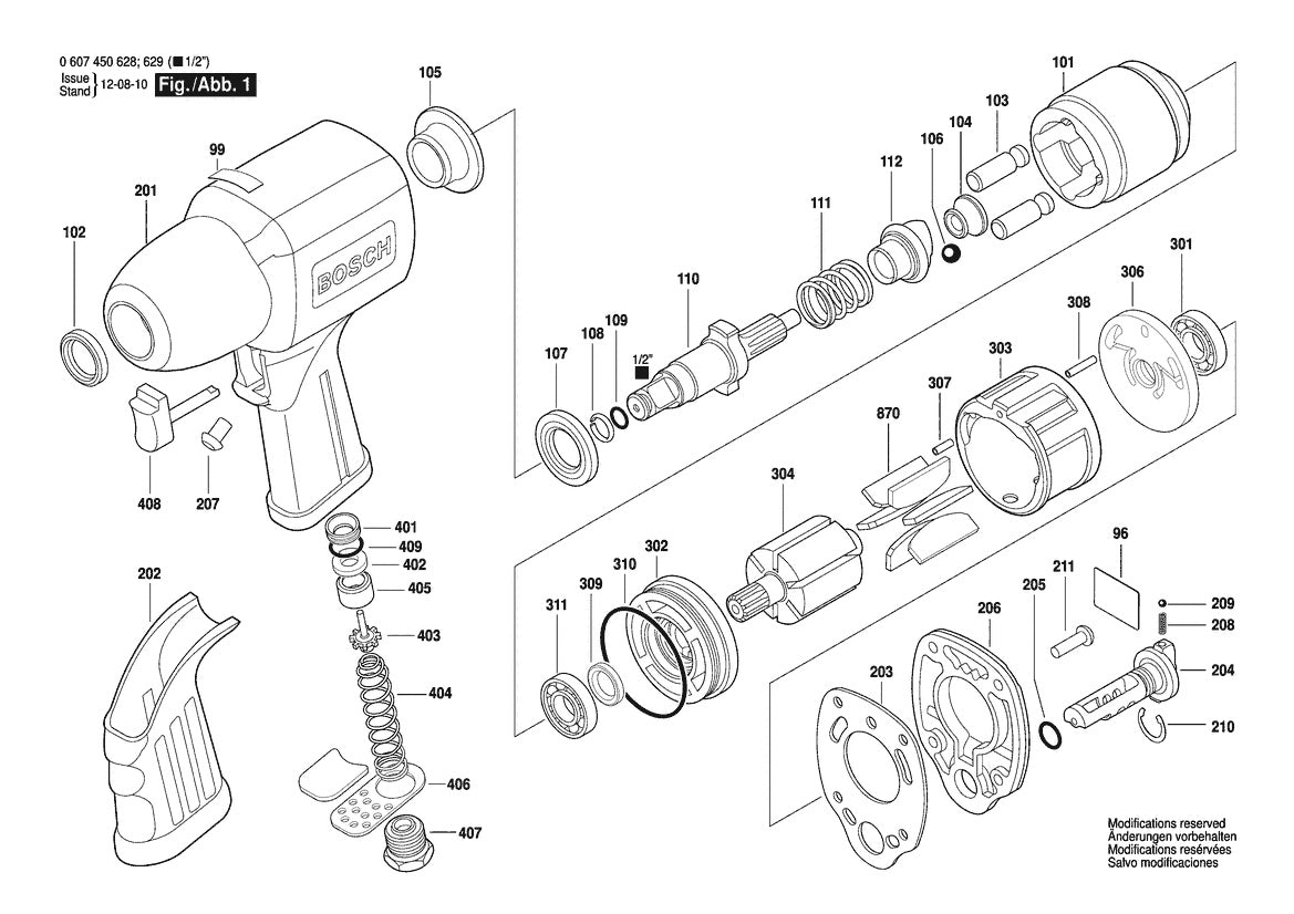 Vue éclatée Bosch 1/2" S 0 607 450 629 - page 1