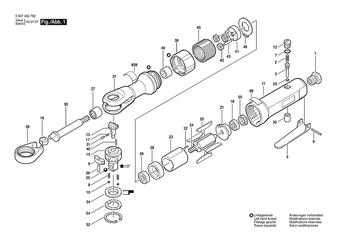 Vue éclatée Bosch 1/2" RATSCHE 0 607 450 792 - page 1