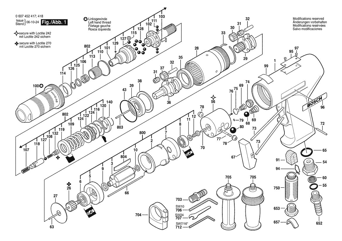 Vue éclatée Bosch 550 WATT-SERIE 0 607 452 418 - page 1