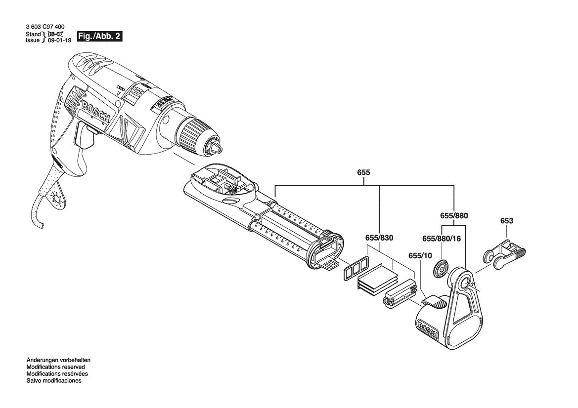 Vue éclatée Bosch PSB 550 RA 3 603 C97 431 - page 2
