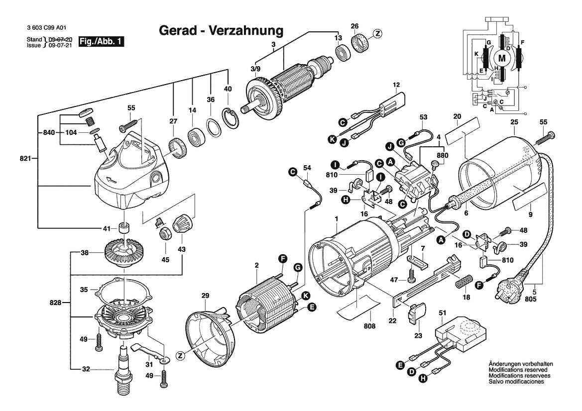 Vue éclatée Bosch PWS 9-125 CE 3 603 C99 A01 - page 1