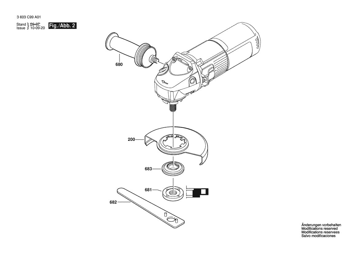 Vue éclatée Bosch PWS 8-125 CE 3 603 C99 B01 - page 2