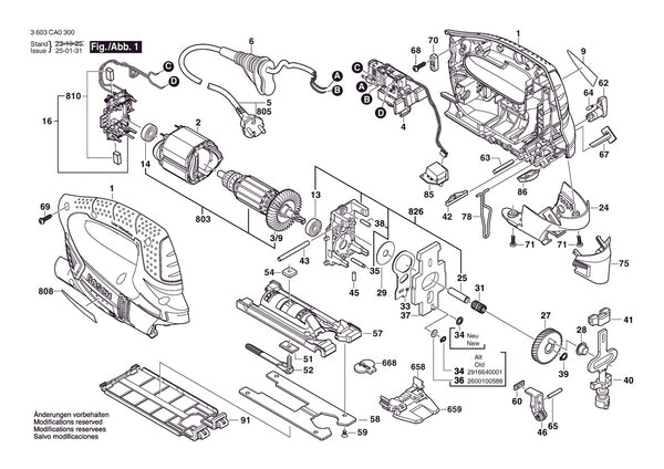 Vue éclatée Bosch PST 1000 PEL 3 603 CA0 300 - page 1