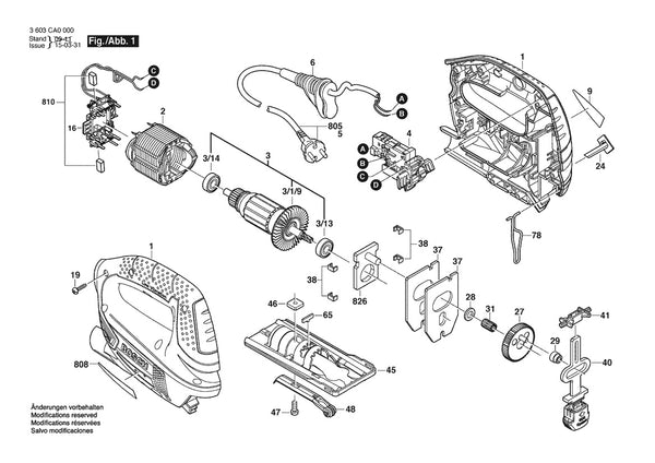 Vue éclatée Bosch PST 650 3 603 CA0 700 - page 1